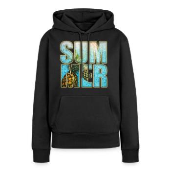 Summer - Frauen Premium Bio Hoodie - Schwarz - Vorne - Julia (174cm)