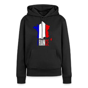 France - cadeau France - Sweat à capuche Premium bio Femme - noir - Devant - Julia (174cm)