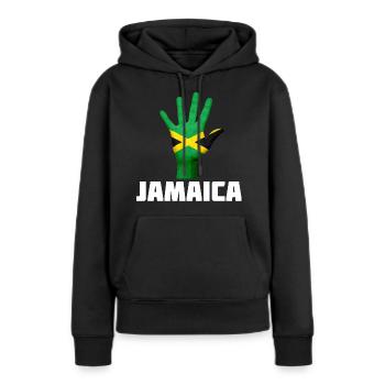Jamaica - Frauen Premium Bio Hoodie - Schwarz - Vorne - Julia (174cm)
