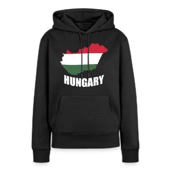 HONGRIE - Sweat à capuche Premium bio Femme - noir - Devant - Julia (174cm)
