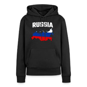 RUSSIE - Sweat à capuche Premium bio Femme - noir - Devant - Julia (174cm)