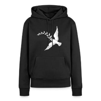Friedenstaube - Frauen Premium Bio Hoodie - Schwarz - Vorne - Julia (174cm)