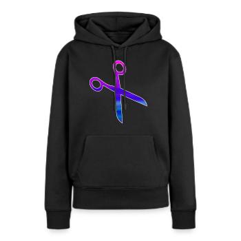 Ciseaux de coiffeur - Sweat à capuche Premium bio Femme - noir - Devant - Julia (174cm)
