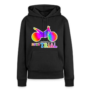 TRIAL Batik Retro - Trialbike Motorrad Sport - Frauen Premium Bio Hoodie - Schwarz - Vorne - Julia (174cm)