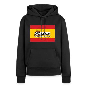 Madrid - Hauptstadt mit GPS & Flagge - Frauen Premium Bio Hoodie - Schwarz - Vorne - Julia (174cm)