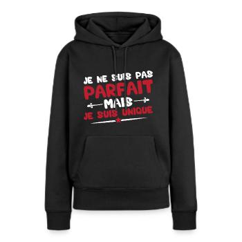 Je ne suis pas parfait mais je suis unique - Sweat à capuche Premium bio Femme - noir - Devant - Julia (174cm)
