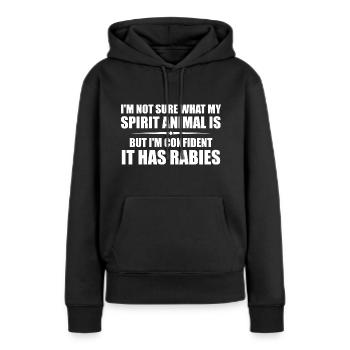Ich bin mir nicht sicher, was mein Krafttier ist, aber ich bin - Frauen Premium Bio Hoodie - Schwarz - Vorne - Julia (174cm)