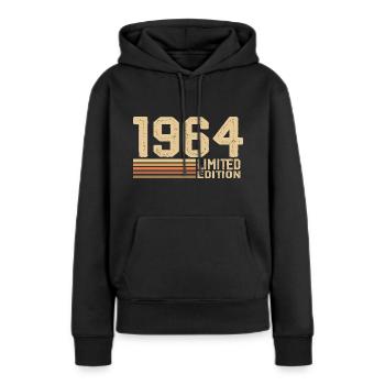 Né en 1964 anniversaire - Cadeau 1964 Vintage 1964 - Sweat à capuche Premium bio Femme - noir - Devant - Julia (174cm)