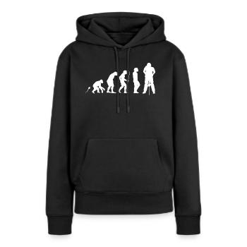 Presslufthammer Evolution Fun Shirt - Frauen Premium Bio Hoodie - Schwarz - Vorne - Julia (174cm)