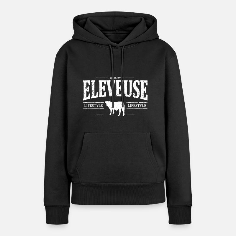 Eleveuse - Sweat à capuche Premium bio Femme - noir