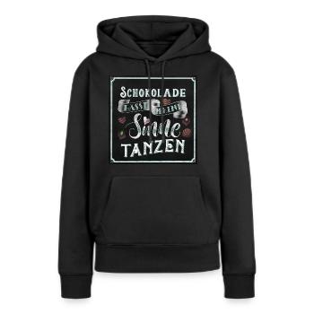 Schokolade - Frauen Premium Bio Hoodie - Schwarz - Vorne - Julia (174cm)
