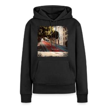 San Francisco - Sweat à capuche Premium bio Femme - noir - Devant - Julia (174cm)