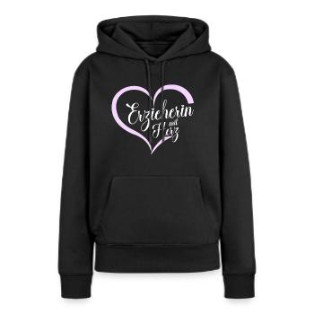 Erzieherin mit Herz - Frauen Premium Bio Hoodie - Schwarz - Vorne - Julia (174cm)