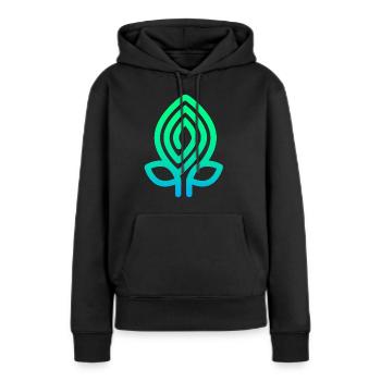 Bourgeon de couleur bleu et vert - Sweat à capuche Premium bio Femme - noir - Devant - Julia (174cm)
