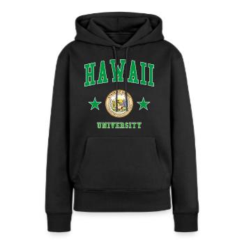 Hawaii University - Frauen Premium Bio Hoodie - Schwarz - Vorne - Julia (174cm)