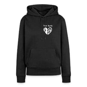 Love Hurts. Liebe tut weh - Frauen Premium Bio Hoodie - Schwarz - Vorne - Julia (174cm)