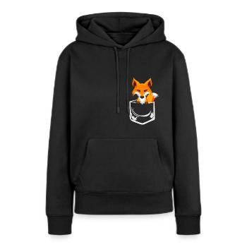 Süßer Fuchs in der Brusttasche Hemdtasche Pocket - Frauen Premium Bio Hoodie - Schwarz - Vorne - Julia (174cm)