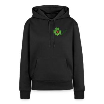 Bonne chance - Sweat à capuche Premium bio Femme - noir - Devant - Julia (174cm)
