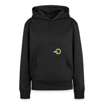 Wetter - Frauen Premium Bio Hoodie - Schwarz - Vorne - Julia (174cm)