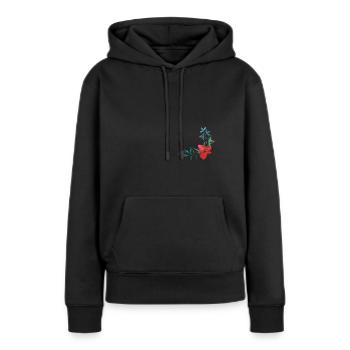 Red flower tendril - Women’s Premium Organic Hoodie - black - Front - Julia (174cm)