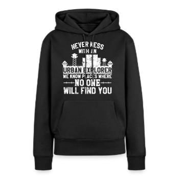 Urban Exploring Disant Lost Place Funny Gift - Sweat à capuche Premium bio Femme - noir - Devant - Julia (174cm)