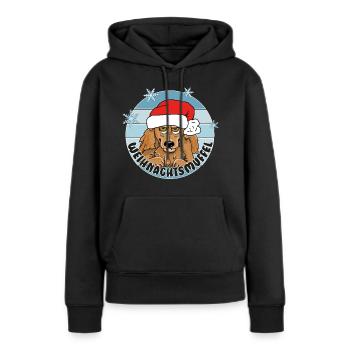 Comicstyle Pudelmotiv - Weihnachten ohne mich - Frauen Premium Bio Hoodie - Schwarz - Vorne - Julia (174cm)