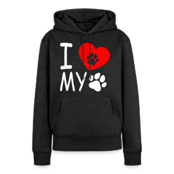 J’aime mon chien - Sweat à capuche Premium bio Femme - noir - Devant - Julia (174cm)