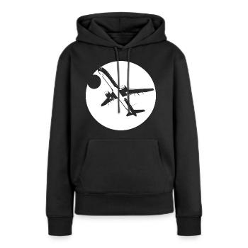 Dessin d’aviateur - Sweat à capuche Premium bio Femme - noir - Devant - Julia (174cm)