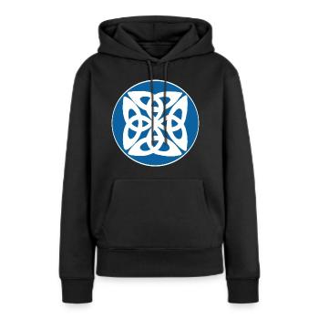 Symbole celte bleu - Sweat à capuche Premium bio Femme - noir - Devant - Julia (174cm)