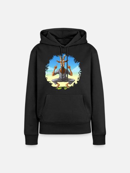 Yogi Steinbock - Frauen Premium Bio Hoodie - Schwarz