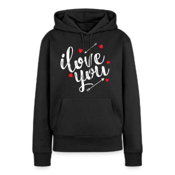 Je T'aime Déclaration Amour Romantique Passion - Sweat à capuche Premium bio Femme - noir - Devant - Julia (174cm)