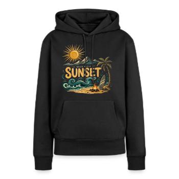 Sunset on the beach surf - Women’s Premium Organic Hoodie - black - Front - Julia (174cm)