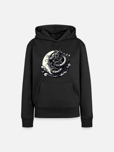 Mystische Drachen-Silhouette - Frauen Premium Bio Hoodie - Schwarz