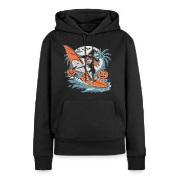 Windsurfen Halloween Hexe - Frauen Premium Bio Hoodie - Schwarz - Vorne - Julia (174cm)