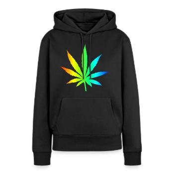 Feuille de Marijuana arc - Sweat à capuche Premium bio Femme - noir - Devant - Julia (174cm)