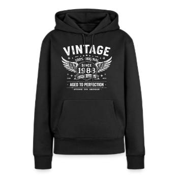 1988 Vintage 1988 37e Anniversaire 1988 Rétro 1988 - Sweat à capuche Premium bio Femme - noir - Devant - Julia (174cm)