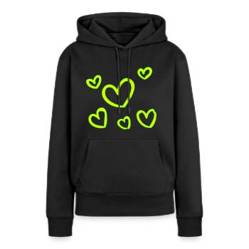 Liebe Herzen - Frauen Premium Bio Hoodie - Schwarz - Vorne - Julia (174cm)