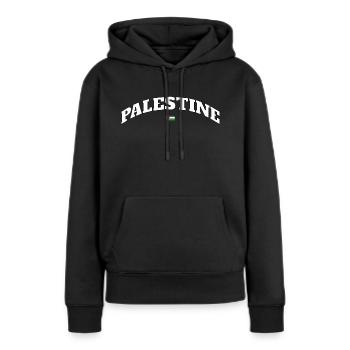 Palestine : Soutenir la culture palestinienne - Sweat à capuche Premium bio Femme - noir - Devant - Julia (174cm)