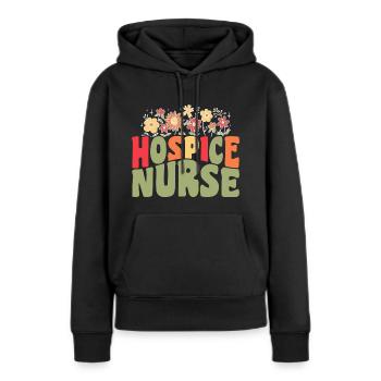 Infirmière en soins palliatifs - Sweat à capuche Premium bio Femme - noir - Devant - Julia (174cm)