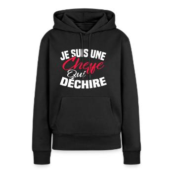 Je suis un cheffe qui déchire - Sweat à capuche Premium bio Femme - noir - Devant - Julia (174cm)