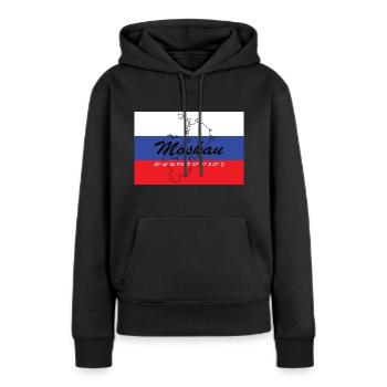 Moskau - Hauptstadt mit GPS & Flagge - Frauen Premium Bio Hoodie - Schwarz - Vorne - Julia (174cm)