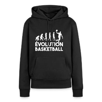 Die Entwicklung des Basketballs - Frauen Premium Bio Hoodie - Schwarz - Vorne - Julia (174cm)