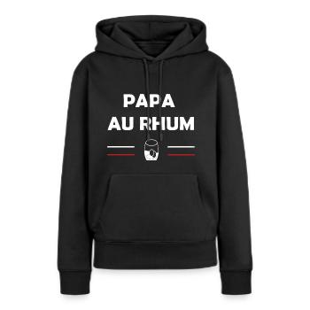 Papa au rhum - Sweat à capuche Premium bio Femme - noir - Devant - Julia (174cm)