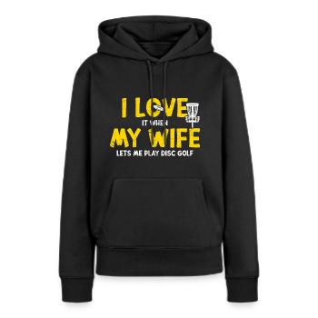 Disc Golf - Sweat à capuche Premium bio Femme - noir - Devant - Julia (174cm)