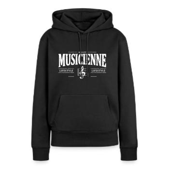 musicienne - Sweat à capuche Premium bio Femme - noir - Devant - Julia (174cm)