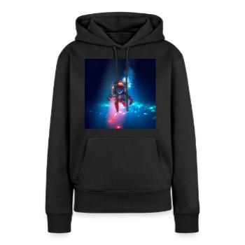 Astronaute en haute mer - Sweat à capuche Premium bio Femme - noir - Devant - Julia (174cm)