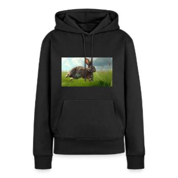 Jumping Rabbit - Frauen Premium Bio Hoodie - Schwarz - Vorne - Julia (174cm)