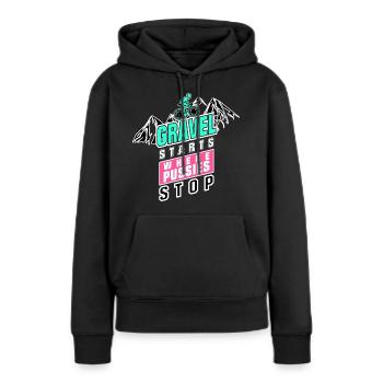 Chatte de gravier - Sweat à capuche Premium bio Femme - noir - Devant - Julia (174cm)