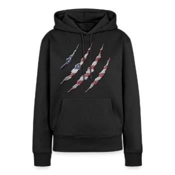 Amérique - Sweat à capuche Premium bio Femme - noir - Devant - Julia (174cm)