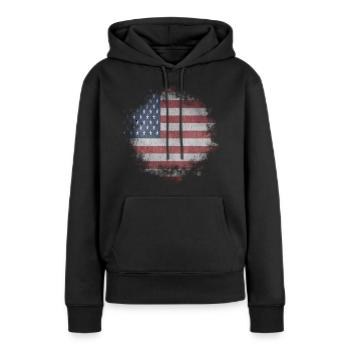 Amérique - Sweat à capuche Premium bio Femme - noir - Devant - Julia (174cm)